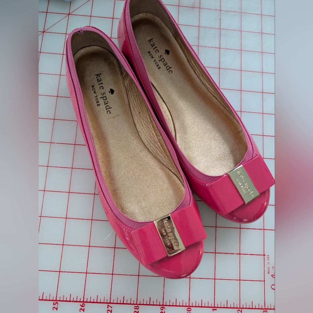 Kate Spade Pink Flats with Gold Buckle